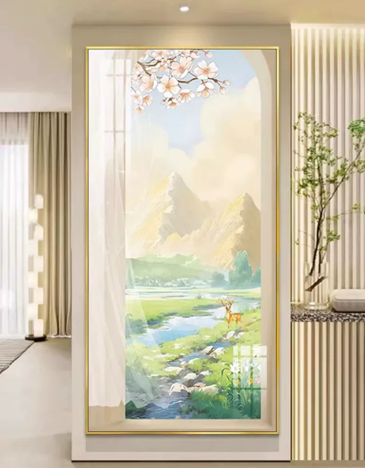 抽象 单幅 装饰画 奶油风 玄关背景墙挂画 晶瓷画