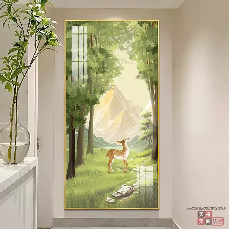 抽象 单幅 装饰画 奶油风 玄关背景墙挂画 晶瓷画