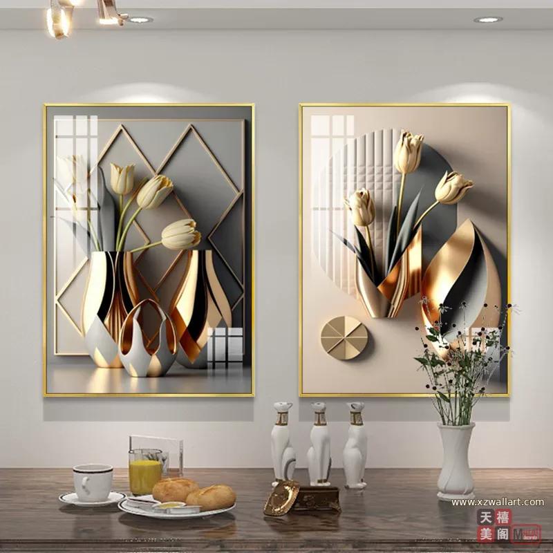 抽象 单幅 装饰画 欧式 餐厅背景墙挂画 晶瓷画