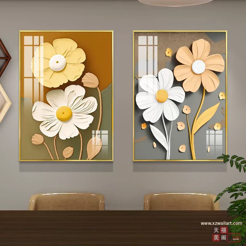 抽象 单幅 装饰画 北欧风 餐厅背景墙挂画 晶瓷画