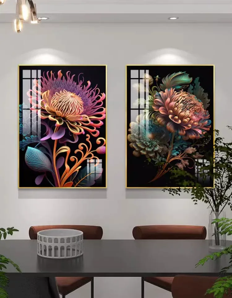 抽象 单幅 装饰画 美式 餐厅背景墙挂画 晶瓷画