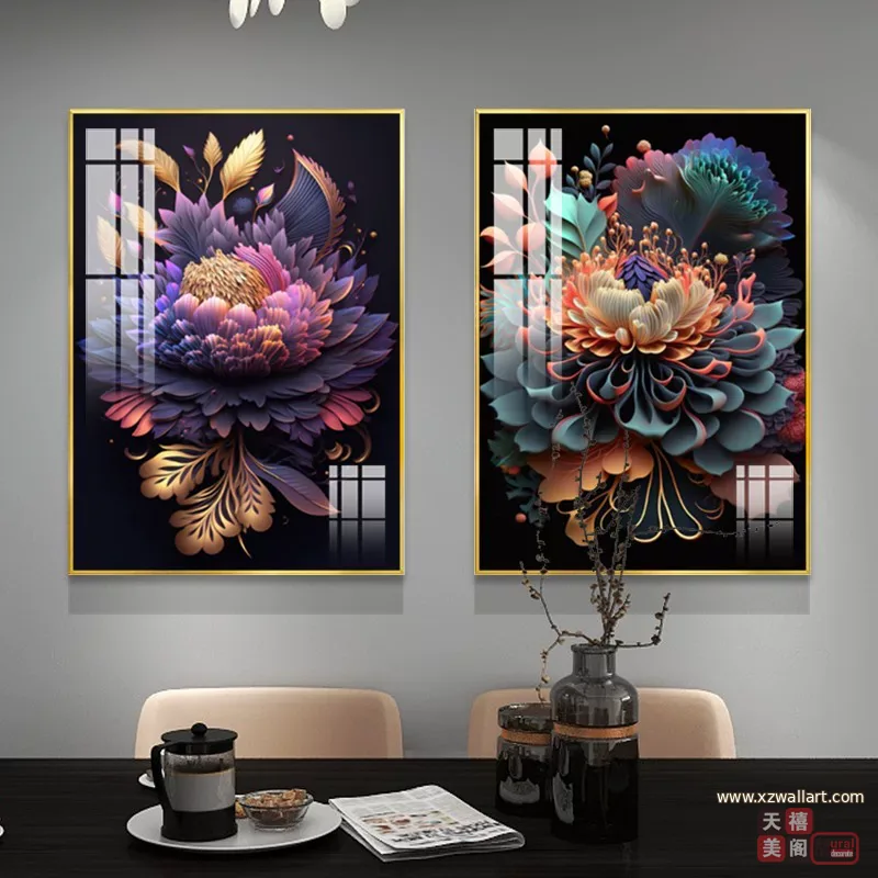 抽象 单幅 装饰画 美式 餐厅背景墙挂画 晶瓷画