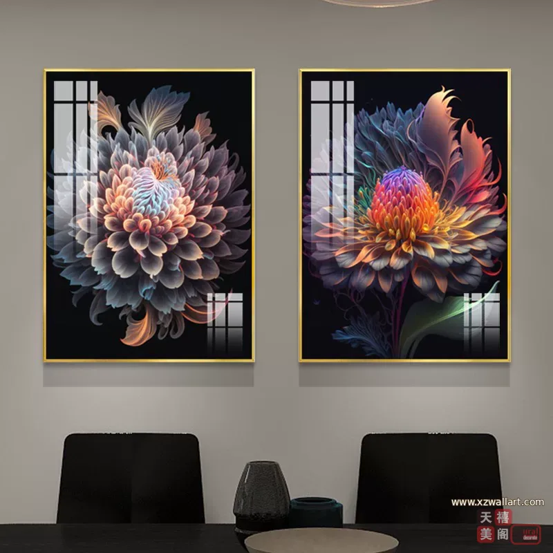 抽象 单幅 装饰画 美式 餐厅背景墙挂画 晶瓷画