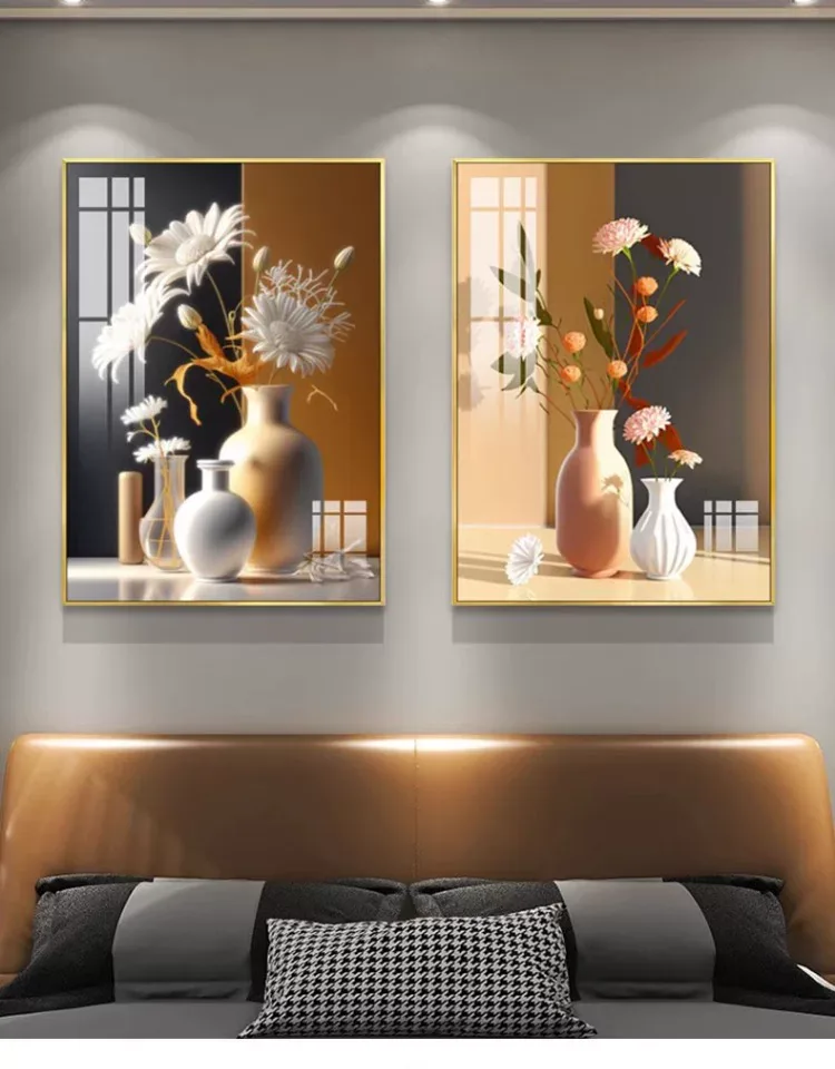 抽象 单幅 装饰画 轻奢风 卧室背景墙挂画 晶瓷画