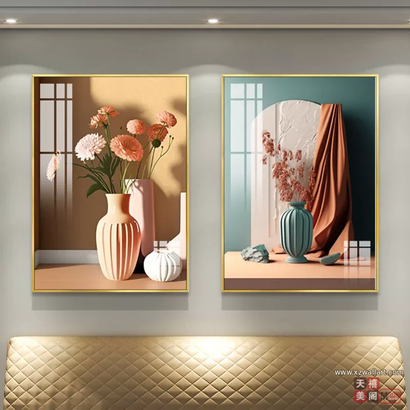 抽象 单幅 装饰画 轻奢风 卧室背景墙挂画 晶瓷画