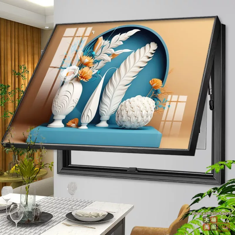 抽象 单幅 装饰画 奶油风 客厅背景墙挂画 晶瓷画