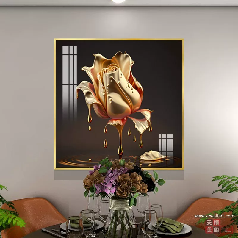 花 单幅 装饰画 美式 餐厅背景墙挂画 晶瓷画