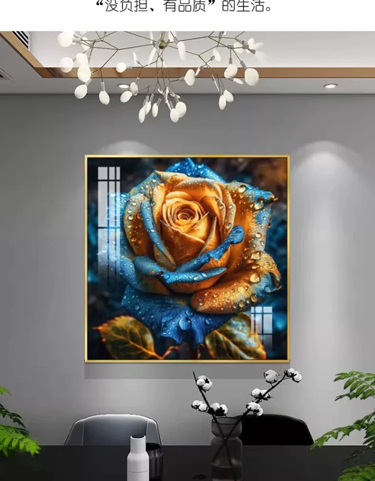 花 单幅 装饰画 美式 餐厅背景墙挂画 晶瓷画