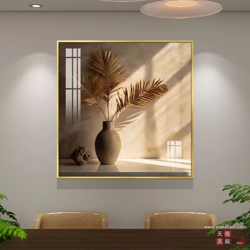 抽象 单幅 装饰画 奶油风 餐厅背景墙挂画 晶瓷画