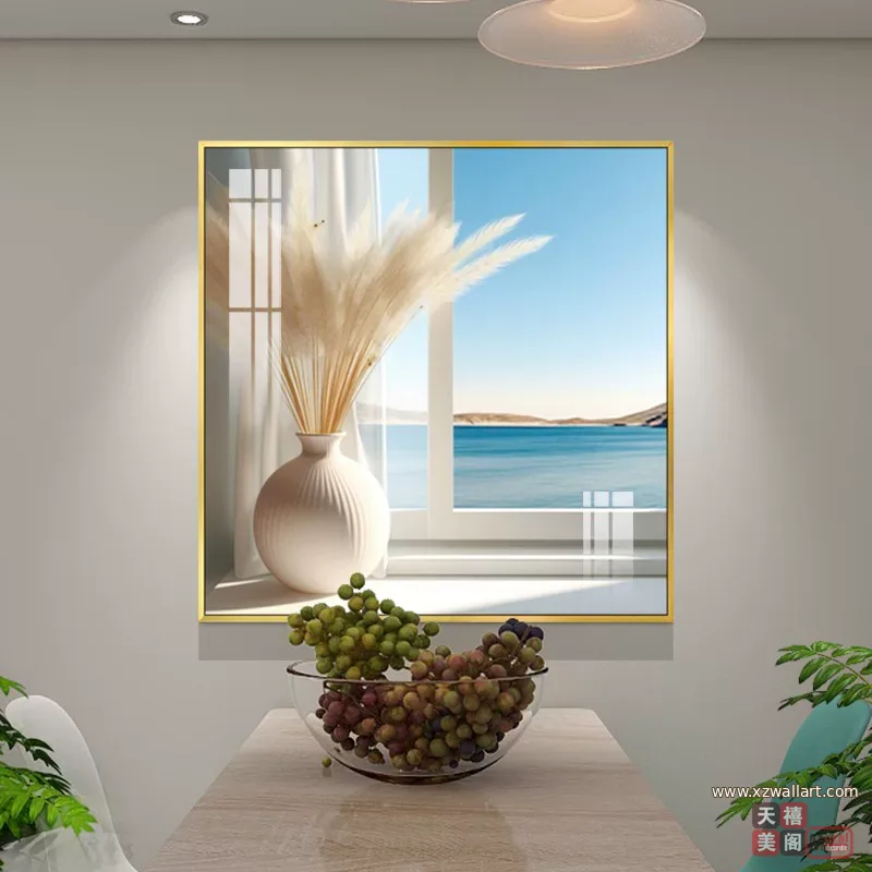 抽象 单幅 装饰画 奶油风 餐厅背景墙挂画 晶瓷画