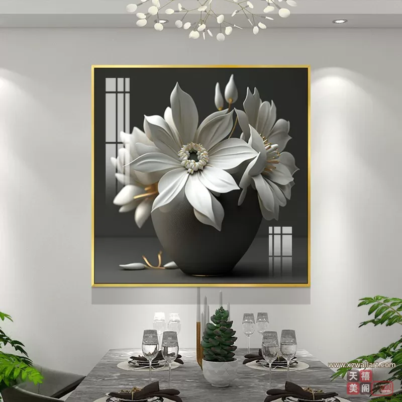 抽象 单幅 装饰画 奶油风 餐厅背景墙挂画 晶瓷画