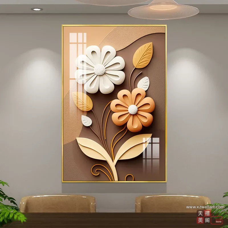 抽象 单幅 装饰画 奶油风 餐厅背景墙挂画 晶瓷画
