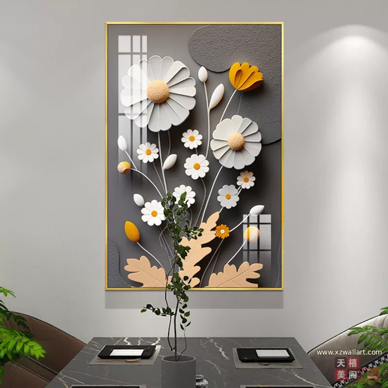 抽象 单幅 装饰画 奶油风 餐厅背景墙挂画 晶瓷画