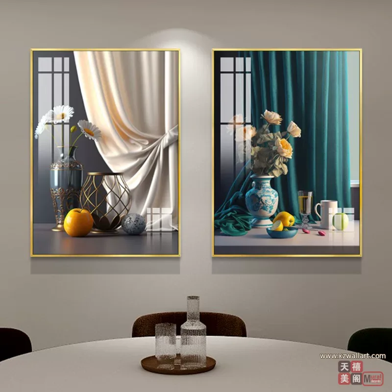 抽象 单幅 装饰画 北欧风 餐厅背景墙挂画 晶瓷画