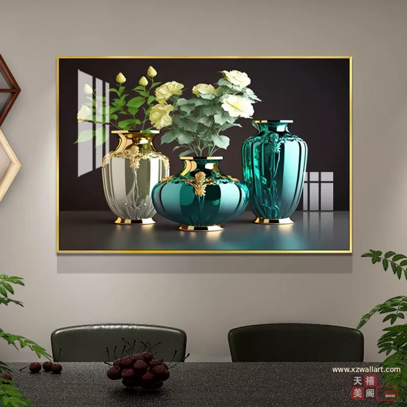 抽象 单幅 装饰画 轻奢风 餐厅背景墙挂画 晶瓷画