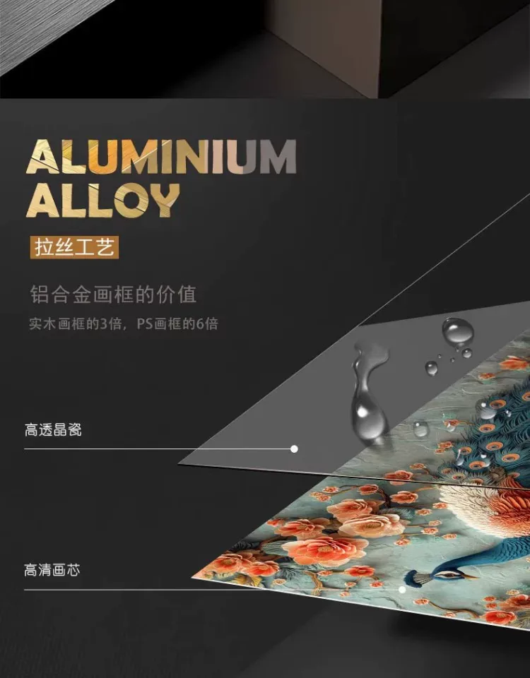 孔雀 单幅 装饰画 现代简约 玄关背景墙挂画 晶瓷画