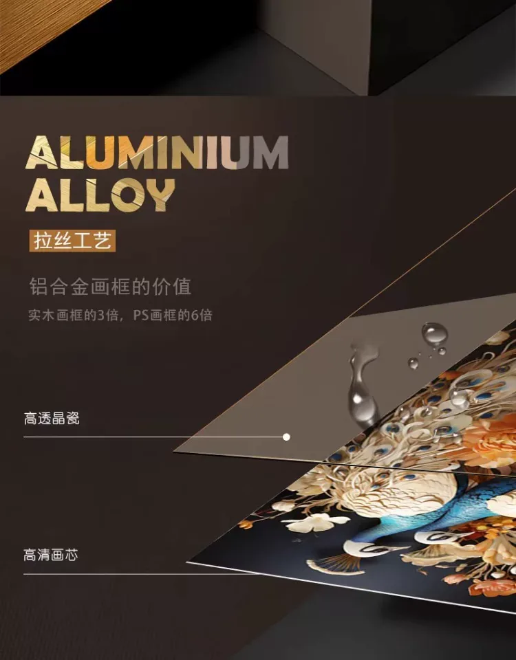 孔雀 单幅 装饰画 轻奢风 玄关背景墙挂画 晶瓷画