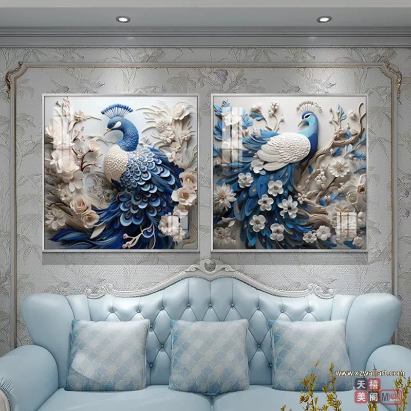 抽象 单幅 装饰画 美式 客厅背景墙挂画 晶瓷画