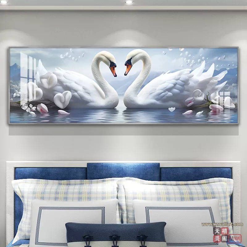 抽象 单幅 装饰画 轻奢风 卧室背景墙挂画 晶瓷画