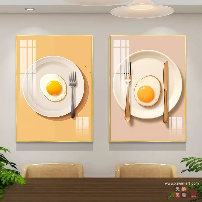 抽象 单幅 装饰画 奶油风 餐厅背景墙挂画 晶瓷画