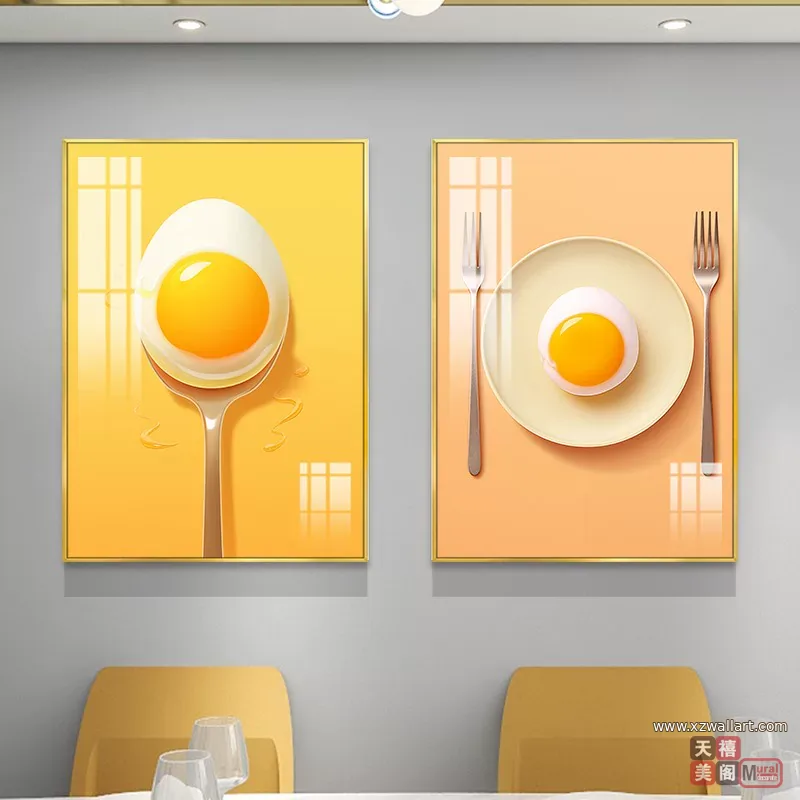 抽象 单幅 装饰画 奶油风 餐厅背景墙挂画 晶瓷画