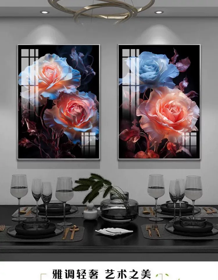 花 单幅 装饰画 轻奢风 餐厅背景墙挂画 晶瓷画