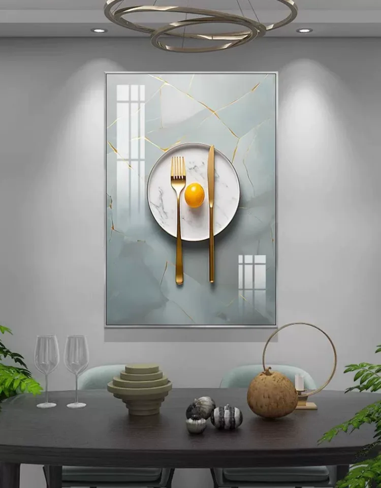 抽象 单幅 装饰画 轻奢风 餐厅背景墙挂画 晶瓷画