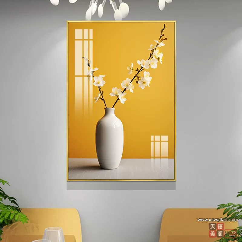 抽象 单幅 装饰画 轻奢风 餐厅背景墙挂画 晶瓷画