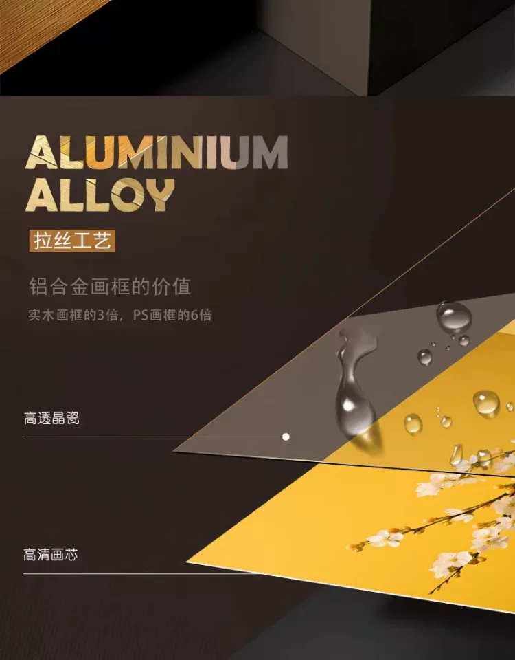 抽象 单幅 装饰画 轻奢风 餐厅背景墙挂画 晶瓷画