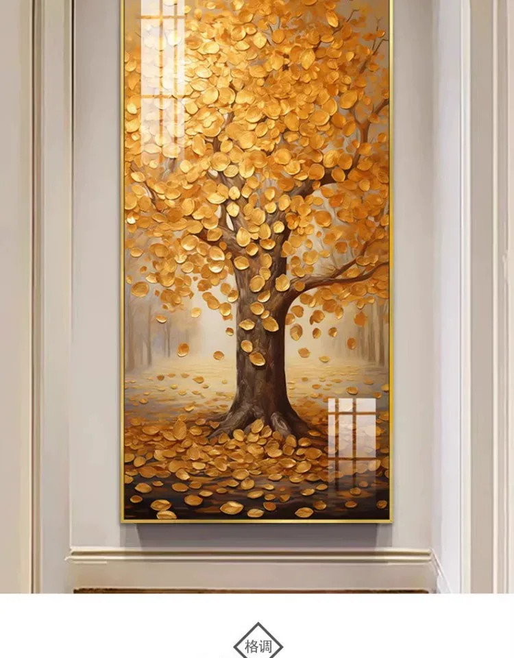 树 单幅 装饰画 轻奢风 玄关背景墙挂画 晶瓷画