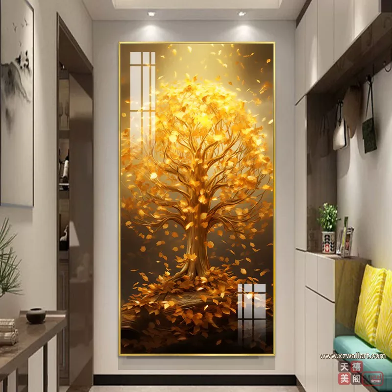 树 单幅 装饰画 轻奢风 玄关背景墙挂画 晶瓷画