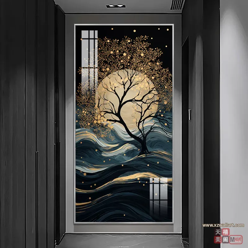 抽象 单幅 装饰画 轻奢风 玄关背景墙挂画 晶瓷画