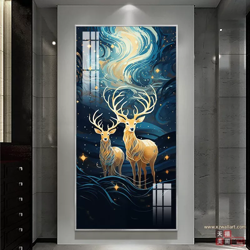 抽象 单幅 装饰画 轻奢风 玄关背景墙挂画 晶瓷画