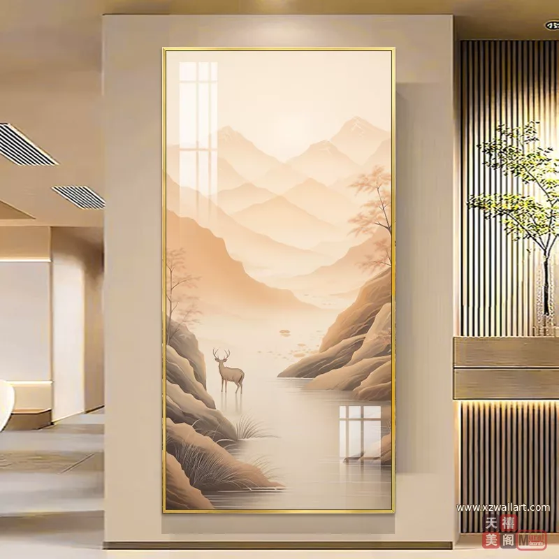 山水 单幅 装饰画 现代简约 玄关背景墙挂画 晶瓷画