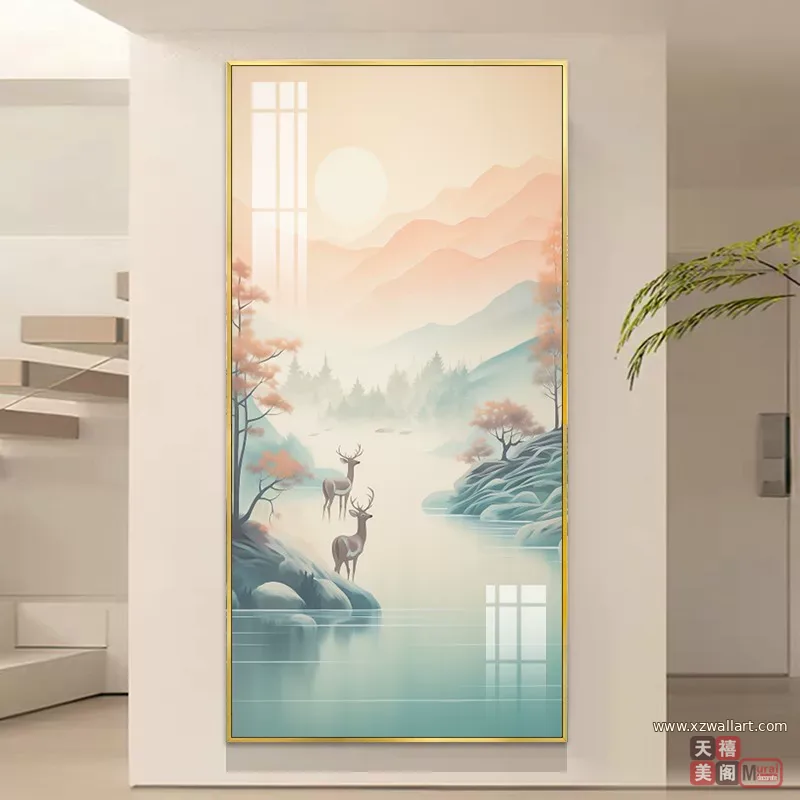 山水 单幅 装饰画 现代简约 玄关背景墙挂画 晶瓷画