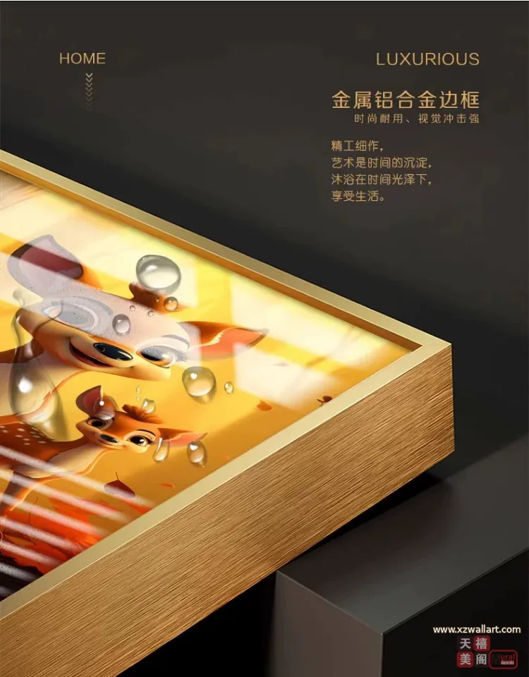 鹿 单幅 装饰画 轻奢风 玄关背景墙挂画 晶瓷画