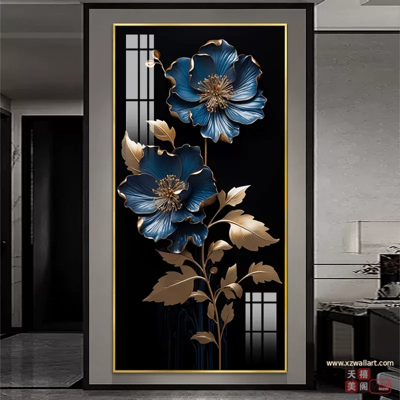 花 单幅 装饰画 轻奢风 玄关背景墙挂画 晶瓷画