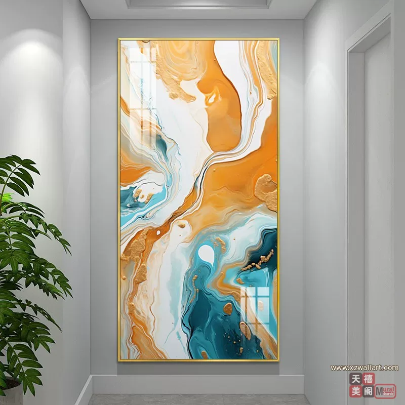 抽象 单幅 装饰画 轻奢风 玄关背景墙挂画 晶瓷画