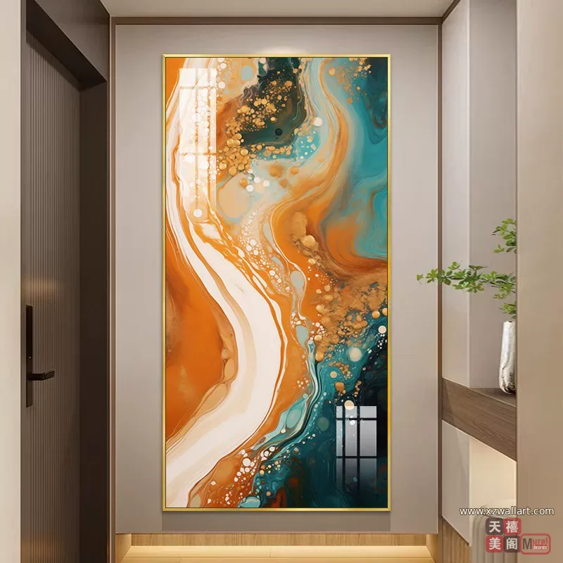 抽象 单幅 装饰画 轻奢风 玄关背景墙挂画 晶瓷画