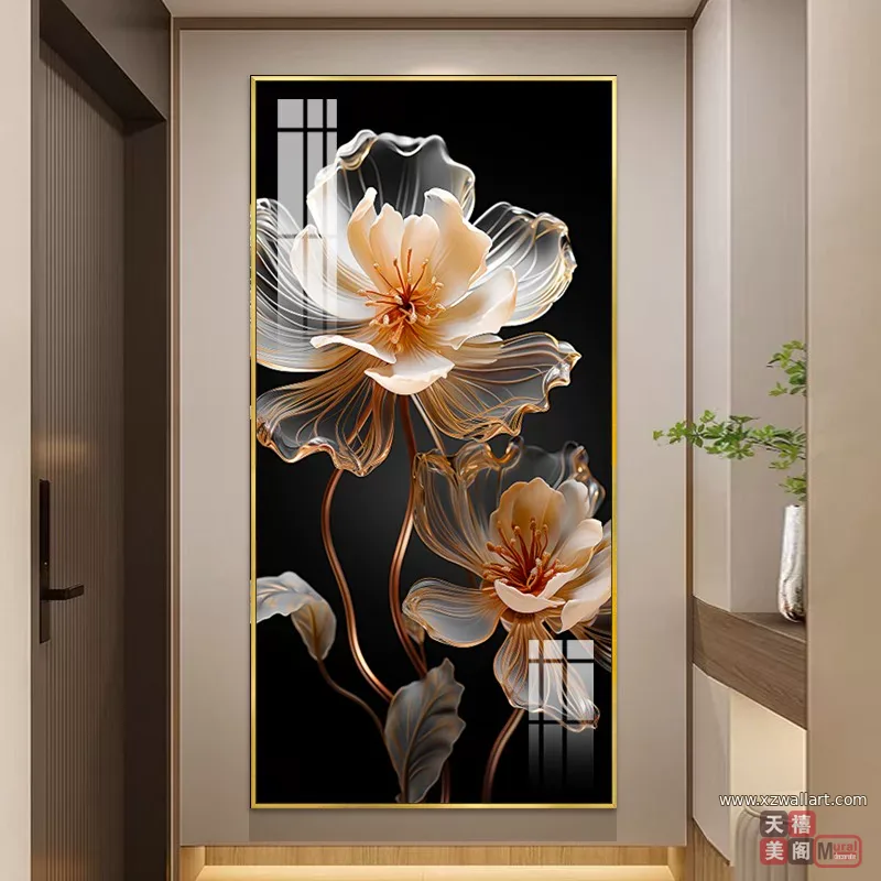 花 单幅 装饰画 轻奢风 玄关背景墙挂画 晶瓷画
