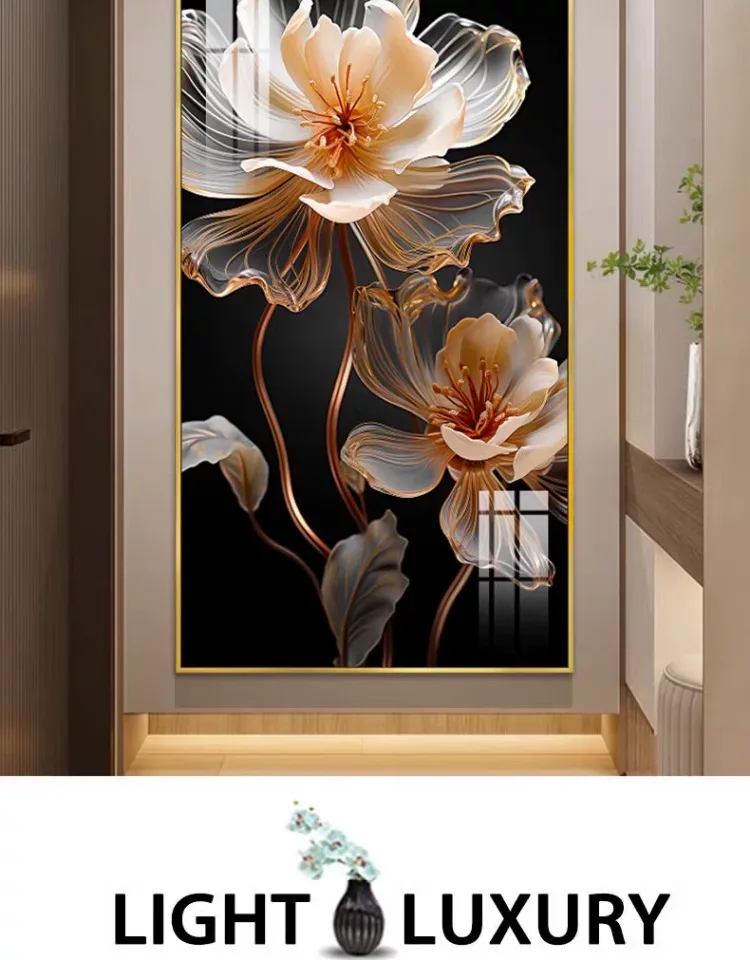 花 单幅 装饰画 轻奢风 玄关背景墙挂画 晶瓷画