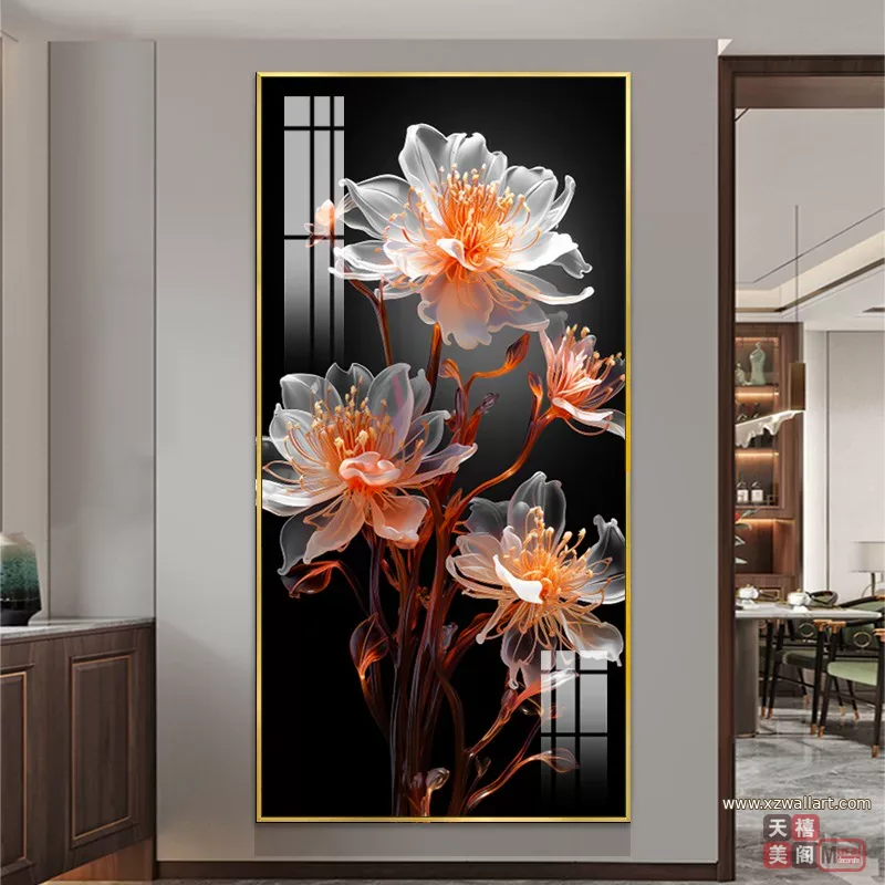 花 单幅 装饰画 轻奢风 玄关背景墙挂画 晶瓷画