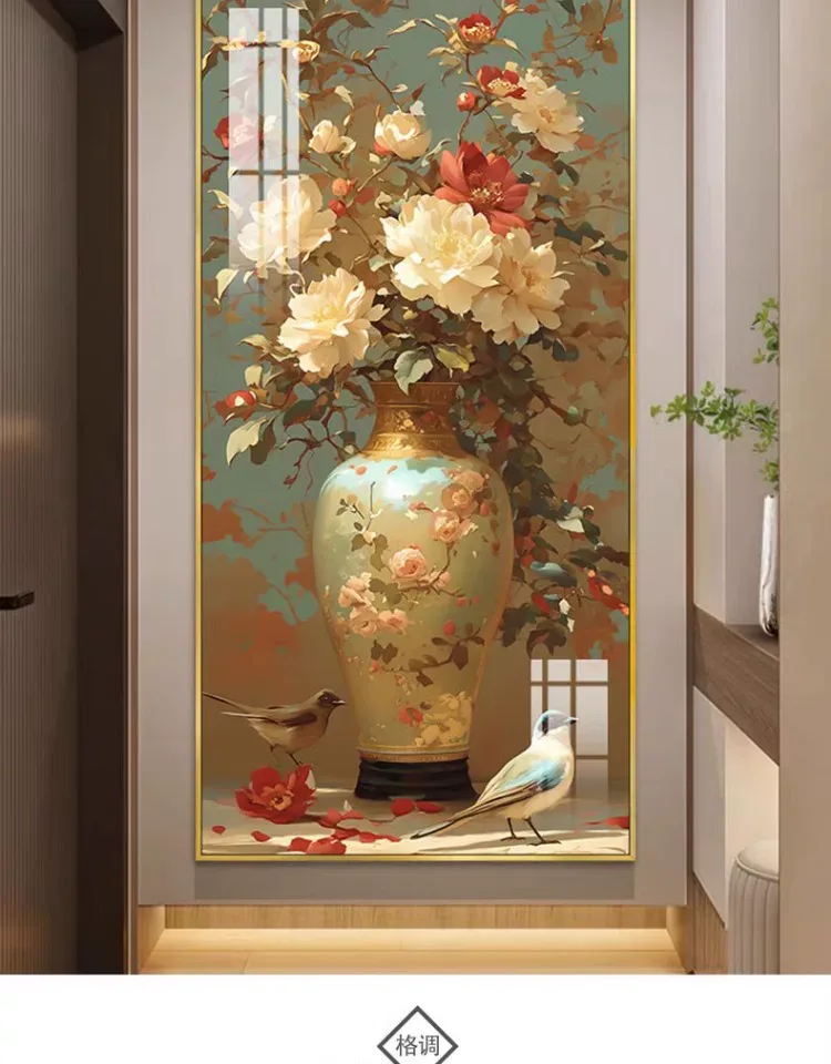 花 单幅 装饰画 欧式 玄关背景墙挂画 晶瓷画
