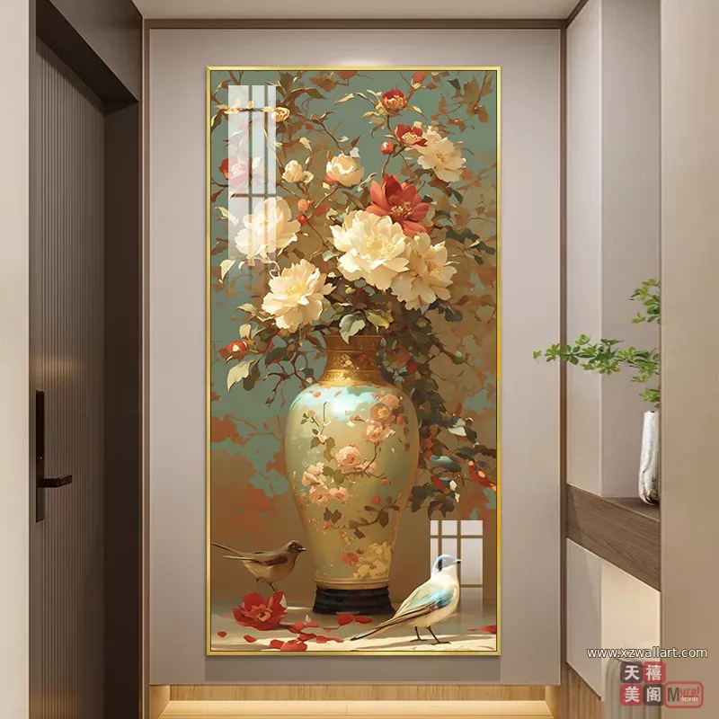 花 单幅 装饰画 欧式 玄关背景墙挂画 晶瓷画
