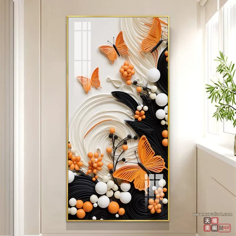 抽象 单幅 装饰画 轻奢风 玄关背景墙挂画 晶瓷画