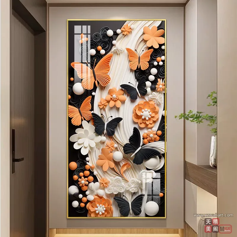 抽象 单幅 装饰画 轻奢风 玄关背景墙挂画 晶瓷画