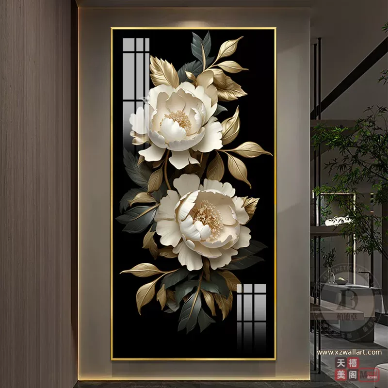 花 单幅 装饰画 轻奢风 玄关背景墙挂画 晶瓷画