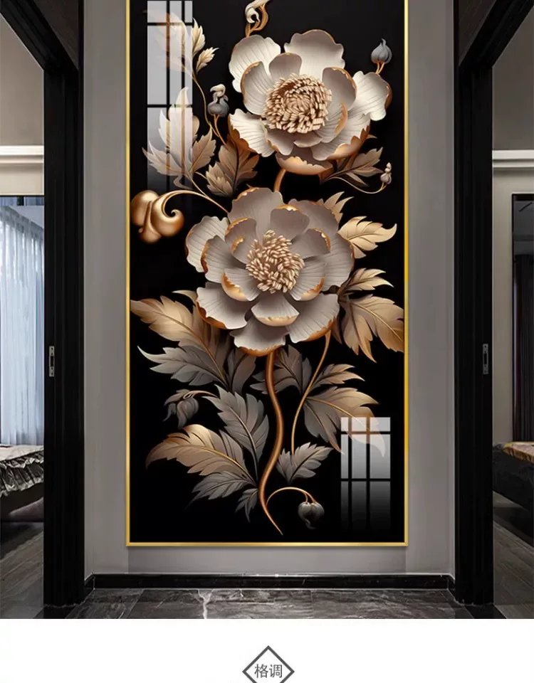 花 单幅 装饰画 轻奢风 玄关背景墙挂画 晶瓷画