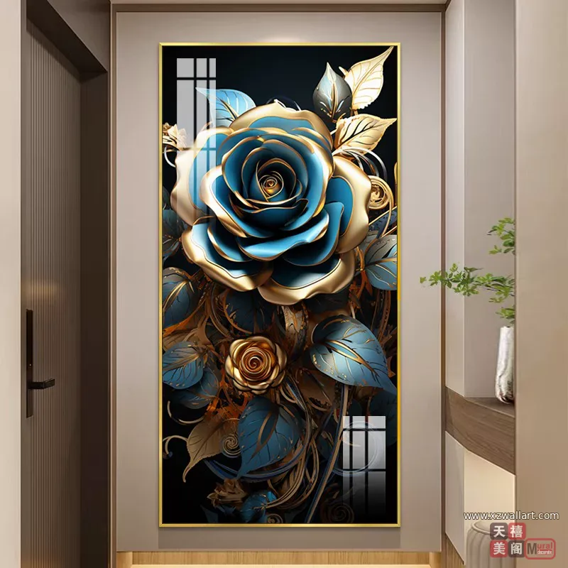 花 单幅 装饰画 轻奢风 玄关背景墙挂画 晶瓷画