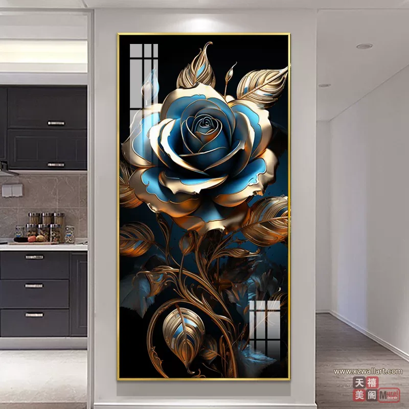 花 单幅 装饰画 轻奢风 玄关背景墙挂画 晶瓷画